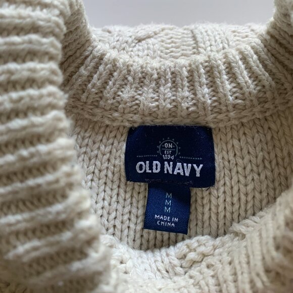 Old Navy Cream Cable Knit Sweater Men's Sz M - Picture 10 of 13